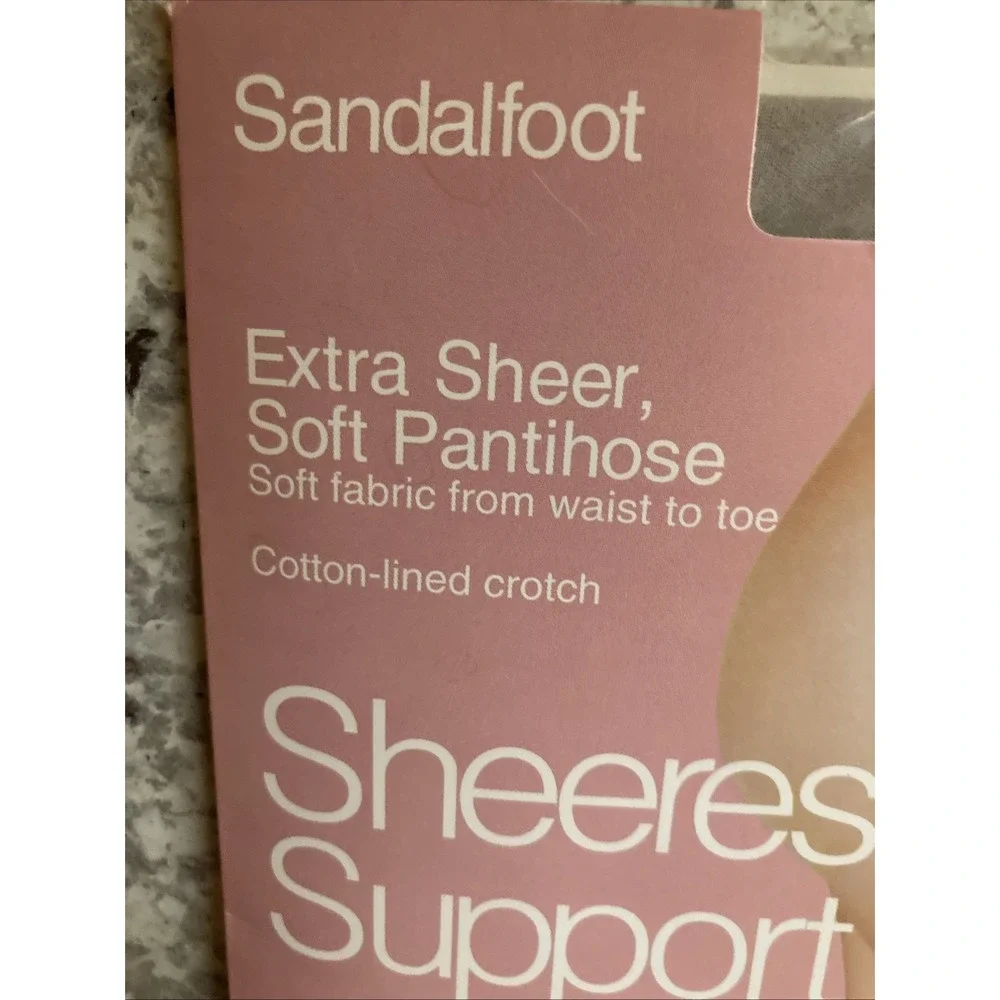 Vintage JCPenney Sheerest Support Pantyhose Pearl Grey‎ Long Sandalfoot New
